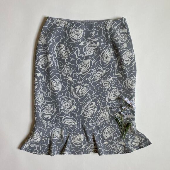 Y2K gray floral midi skirt - Picture 1 of 5